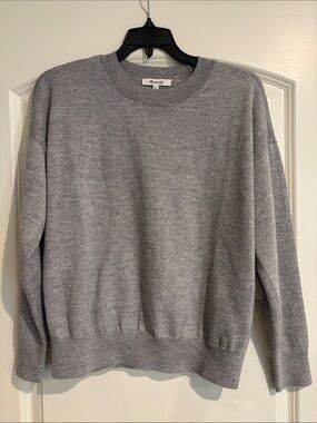 Madewell Light Gray Merino Wool Blend Crewneck Sweater